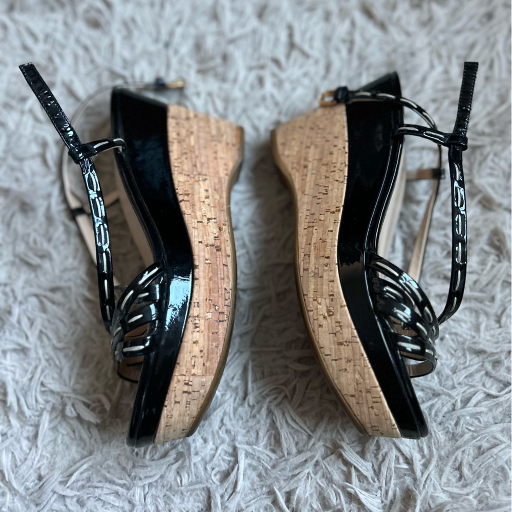 Prada Platform Sandals 6.5 Black Patent leather